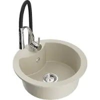 Mexen Diego évier 1 bac en granit avec mitigeur Aster, Beige - 6512-69-73450-07