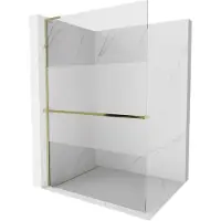 Mexen Kioto+ L Paroi de douche avec tablette de plain-pied 120 x 200 cm, transparent/opaque, or - 800-120-123-50-35