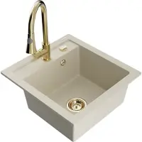 Mexen Vito 1 bac en granit avec mitigeur Elia, Beige - 6503-69-670101-50