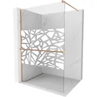 Mexen Kioto+ paroi de douche Walk-in 120 x 200 cm, motif blanc, laiton brossé - 800-120-121-65-85