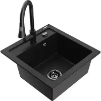 Mexen Vito 1 bac en granit avec mitigeur Elia, Noir - 6503-77-670101-70-B