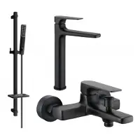 Mexen Lynx DQ72 Mélangeur lavabo et baignoire avec accessoires, noir (745913DQ72-70)