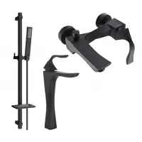 Mexen Estrella DQ02 Mélangeur lavabo et baignoire avec accessoires, noir (72313DQ02-70)