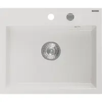 Mexen Oscar Granit évier 1 bac 580 x 490 mm, blanc, siphon chromé - 6519581000-20