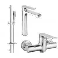 Mexen Pecos DQ72 SET mitigeur lavabo + mitigeur douche avec accessoires, chrome (72714DQ72-00)