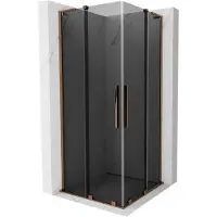 Mexen Velar L Duo cabine de douche coulissante 90 x 90 cm, graphite, or rose - 871-090-090-02-43-60