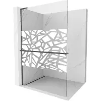 Mexen Kioto+ L paroi de douche avec étagère Walk-in 80 x 200 cm, motif blanc, gris gun métallisé - 800-080-123-66-85