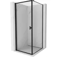 Mexen Cabine de douche Mist-B, porte battante gauche, 100 x 100 cm, cadre noir, noir - 8A2T-100-100-70-70-L