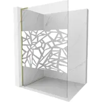 Mexen Kioto L paroi de douche à l'italienne 120 x 200 cm, motif blanc, or - 800-120-103-50-78