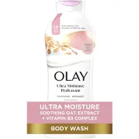 Olay Gel douche apaisant Ultra Moisture pour peaux sensibles avec extrait d'avoine Hydratation longue dur e 24 h Complexe de vitamine B3 Con u po