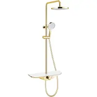Mexen Exxo ensemble de douche mural avec pomme de douche et robinet, or/blanc - 78113-25