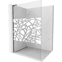 Mexen Kioto L Paroi de douche à l'italienne 110 x 200 cm, motif blanc, noir - 800-110-103-70-85