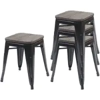 MCW 4x tabouret -A73, assise en bois incluse