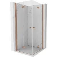 Mexen Mist-F Duo cabine de douche pliante 95 x 95 cm, transparent, cuivre brossé - 8A6-095L-095P-65-00