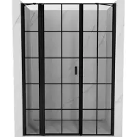 Mexen Mist Porte de douche pivotante gauche 120 cm, grille noire, noire - 8A4-120-001-70-77-L