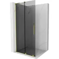 Mexen Velar L Paroi de douche Porte coulissante Walk-in 120 x 200 cm, Graphite 8 mm, Or - 871-120-003-43-50