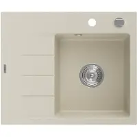 Mexen Ben Evier en granit un bassin avec égouttoir à droite 600 x 500 mm, beige, siphon chromé - 6523605000-69