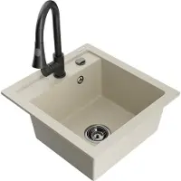Mexen Vito 1 bac en granit avec mitigeur Elia, Beige - 6503-69-670101-70