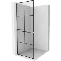 Mexen Kioto+ L Paroi de douche avec tablette de plain-pied 90 x 200 cm, motif noir, chrome - 800-090-123-01-77