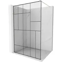 Mexen Kioto Paroi de douche à l'italienne 80 x 200 cm, motif noir 8 mm, nickel brossé - 800-080-101-97-78