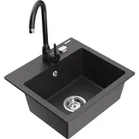 Mexen Évier en granit Milo avec mitigeur Telma, noir moucheté (6505-76-670200-70)