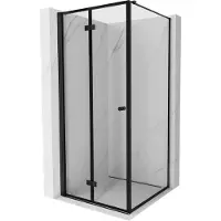 Mexen Cabine de douche pliante gauche Mist-F T 90 x 90 cm, cadre noir, noir - 8A6T-090-090-70-70-L