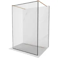 Mexen Kioto paroi de douche à poser 150 x 200 cm, motif noir 8 mm, cuivre brossé - 800-150-002-65-70