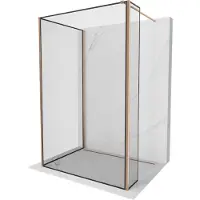 Mexen Kioto Paroi de douche Walk-in 130 x 90 x 40 cm, motif noir, laiton brossé - 800-130-090-221-65-70-040