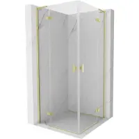 Mexen Cabine de douche battante Mist-H L Duo 70 x 70 cm, transparent, or brossé - 8A5L-070L-070P-55-00