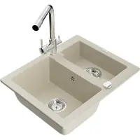 Mexen Carlos évier en granit 1,5 bac avec mitigeur Duero, Beige - 6518-69-671600-00