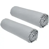 TODAY Lot de 2 draps-housse essentiels - 160 x 200 cm - Taille double, 100 % coton - Gris acier