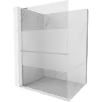 Mexen Kioto+ L paroi de douche avec tablette à poser 100 x 200 cm, transparent/frost, nickel poli - 800-100-123-97-35