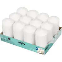 Bolsius Lot de 12 bougies pilier blanches - 6,9 x 13 cm - Bougies non parfumées - 43 heures - Bougies de dîner sans fumée, sans gouttes et à comb