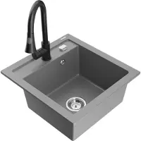 Mexen Vito 1 bac en granit avec mitigeur Elia, Gris - 6503-71-670101-70