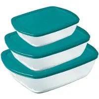 Pyrex Plat à Four Pyrex Cook & Store Rectangulaire avec Couvercle (Set de 3)
