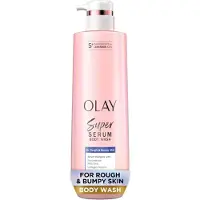 Olay Gel douche Super Serum pour peau rugueuse et bosselee Complexe serum hydratant et regenerant avec mineraux exfoliants pour une peau lumineus