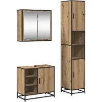 vidaXL Ensemble de meubles de salle de bain , 3 pièces, finition chêne artisanal, 65 x 33 x 60 cm