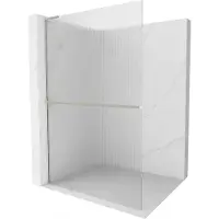 Mexen Kioto+ L Cloison de douche avec tablette à poser 70 x 200 cm, verre clair, nickel brossé - 800-070-123-97-09