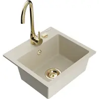 Mexen Évier en granit Milo avec mitigeur Telma, beige (6505-69-670200-50)