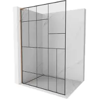 Mexen Kioto L paroi de douche Walk-in 90 x 200 cm, motif noir, or rose - 800-090-103-60-78