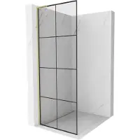 Mexen Kioto L paroi de douche Walk-in 80 x 200 cm, motif noir, doré brossé - 800-080-103-55-77