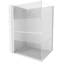 Mexen Kioto+ paroi de douche avec tablette de plain-pied 140 x 200 cm, transparent/opaque, blanc - 800-140-121-20-35