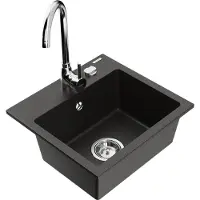 Mexen Évier en granit Milo avec mitigeur Telma, noir/doré (6505-75-670200-00)