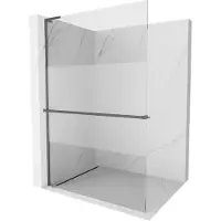 Mexen Kioto+ L panneau de douche avec étagère Walk-in 100 x 200 cm, transparent/satiné, gun metal - 800-100-123-95-35
