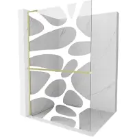 Mexen Kioto+ L paroi de douche avec étagère Walk-in 90 x 200 cm, motif blanc, doré brossé - 800-090-123-55-97