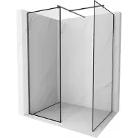 Mexen Kioto paroi de douche Walk-in 140 x 110 cm, motif noir, gris foncé brossé - 800-140-202-66-70-110