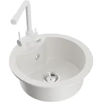 Mexen Diego 1 bac en granit avec robinet de cuisine Duero, blanc - 6512-20-671600-20