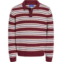 Jack & Jones Pull-over 'JORCambridge' bleu clair / lie de vin / blanc