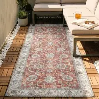 FRAAI Tapis de couloir lavable - Domingo Oriental terra | 80x350 cm | Tapis de couloir | Tissage plat