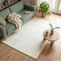 FRAAI Tapis scandinave - Charm Waves Blanc | 200x290 cm | Rectangulaire | Pile courte